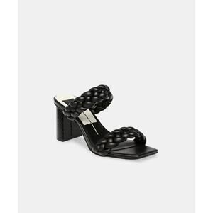 Dolce Vita Black Braided Double-Strap Block Heel Sandals